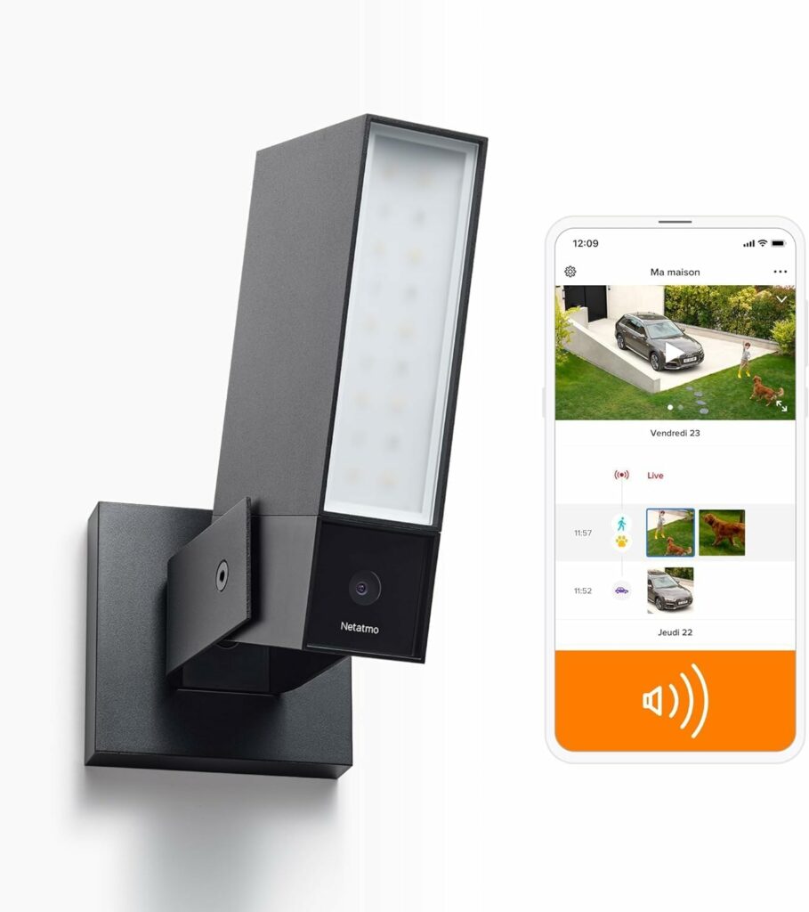 Netatmo Caméra de Surveillance Extérieure Intelligente avec Sirène, Détection des Mouvements, Vision Nocturne,