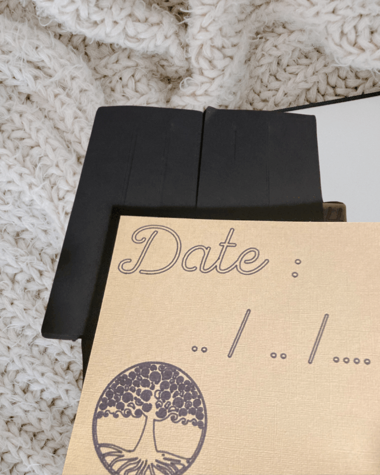 Page d’intention quotidienne à compléter avec la date, issue des Livres de l’intention – outil de développement personnel.